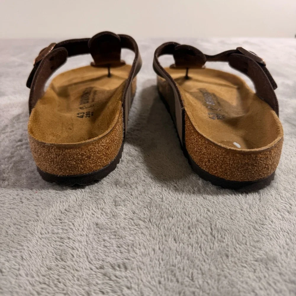 Birkenstock Ramses Sandals Mens 43 10 Mocha Birkibuc Thong Buckle Brown 044701